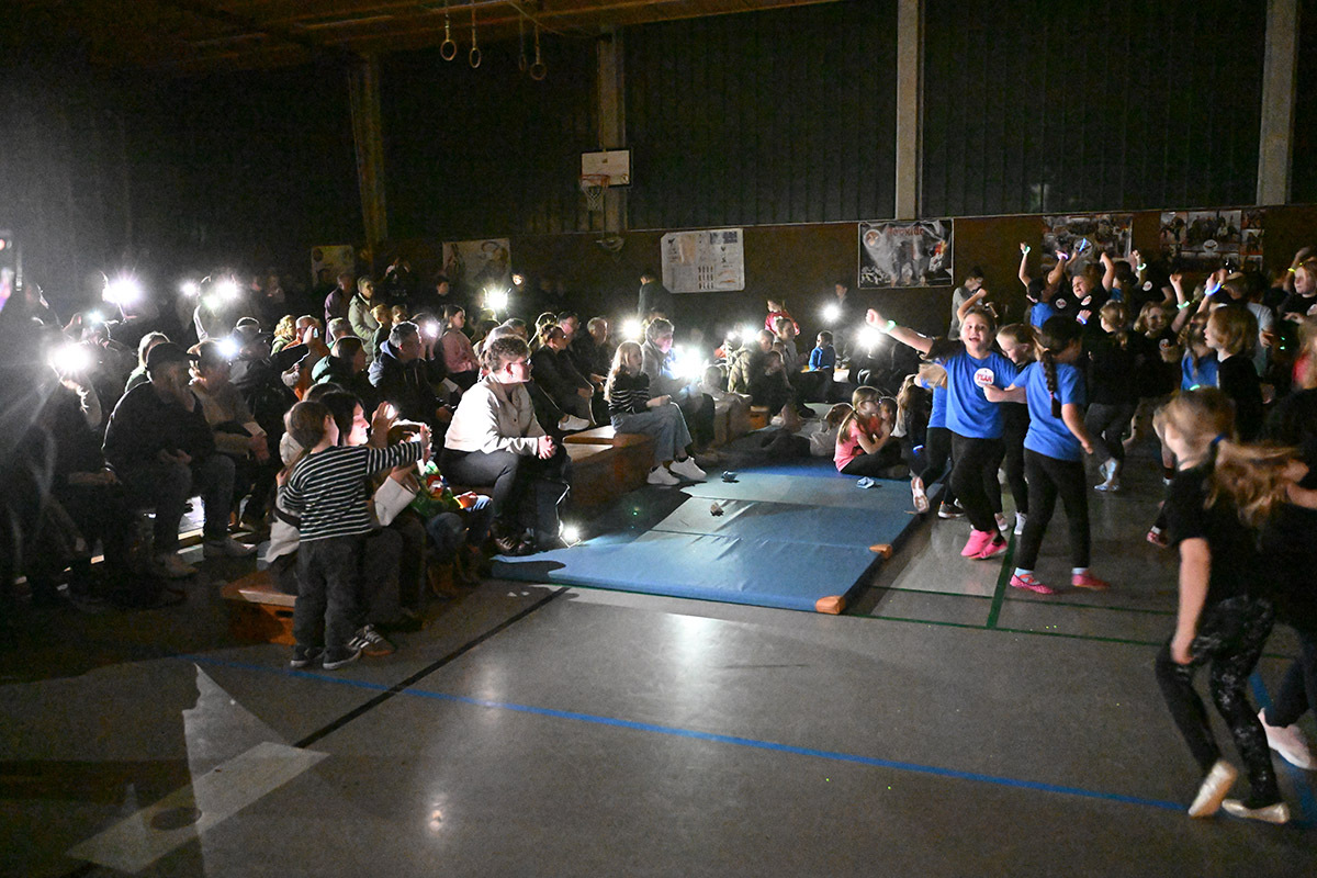 Beim Schlusslied war die Wienbrede-Turnhalle nur durch die Handy-Lampen der Zuschauer erleuchtet.  Foto: MSW
